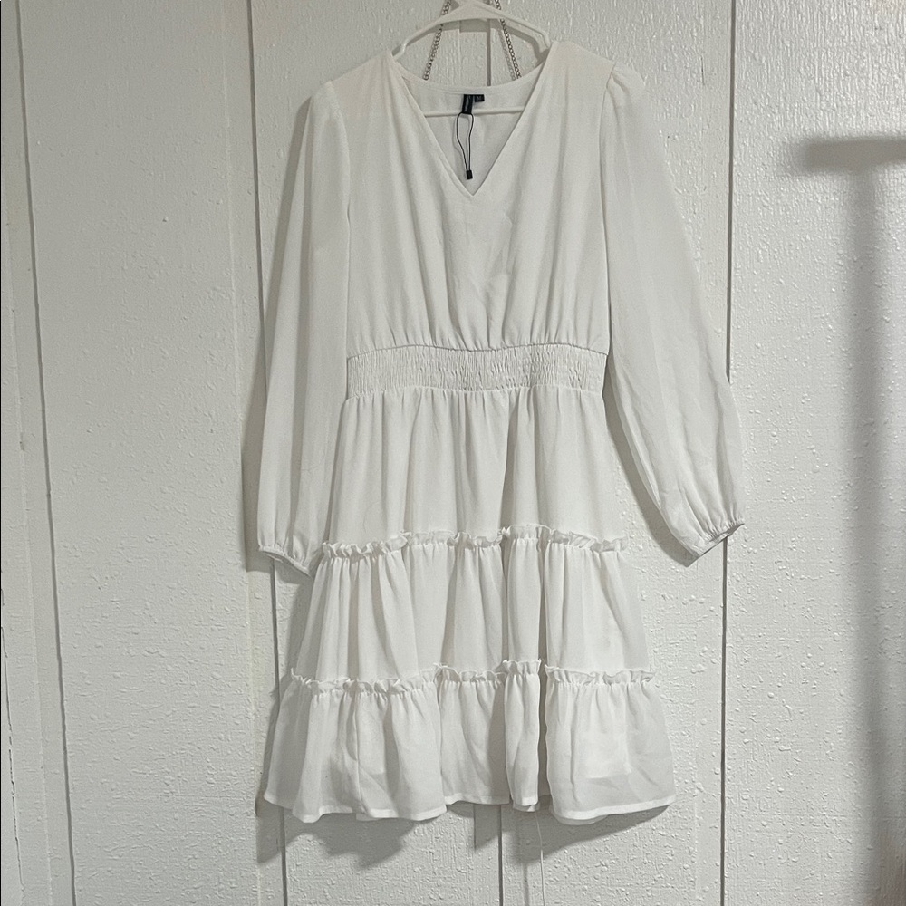 White V-Neck Dress